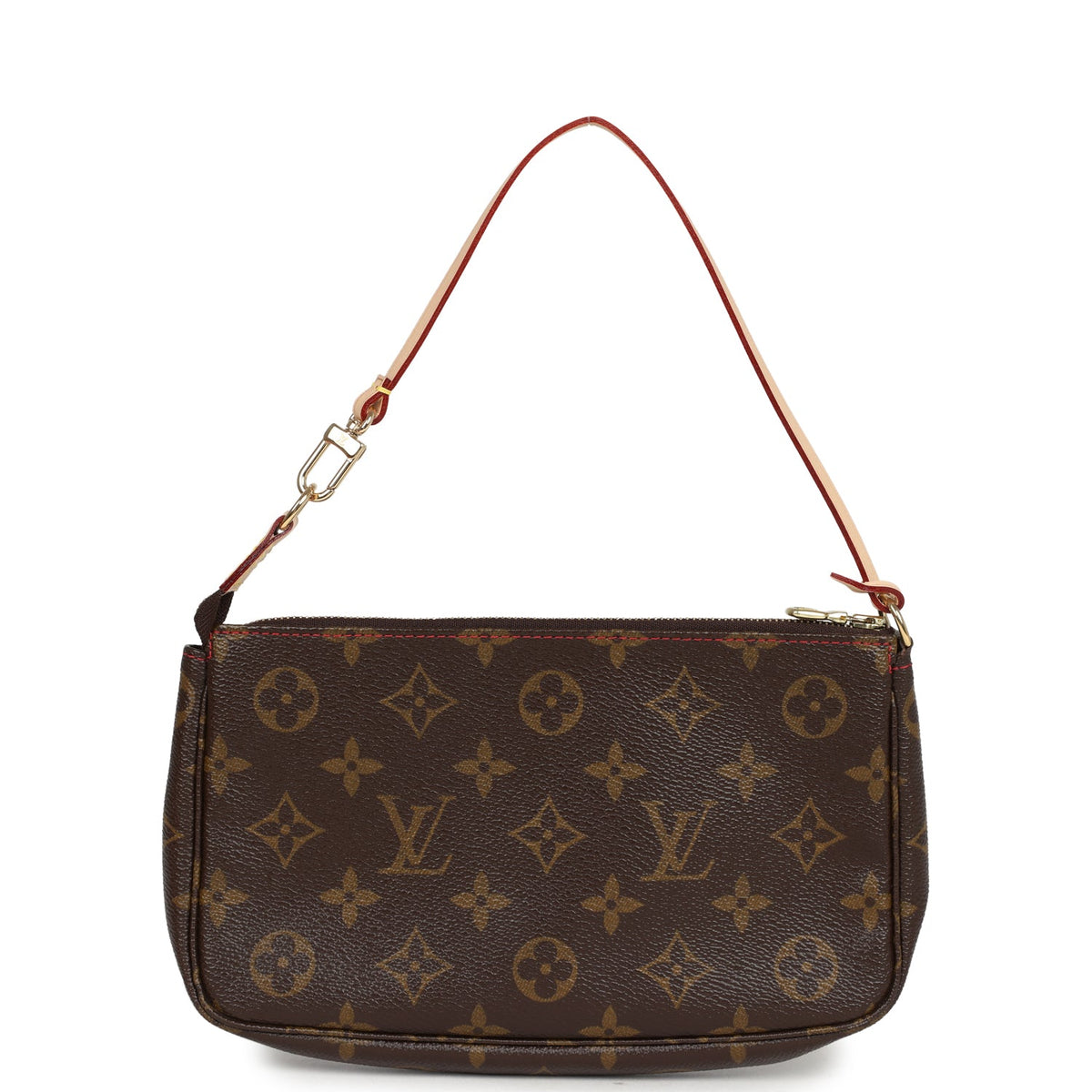 Vintage Louis Vuitton X Takashi Murakami Pochette Accessories Brown and Red Monogram Cerises Gold Hardware