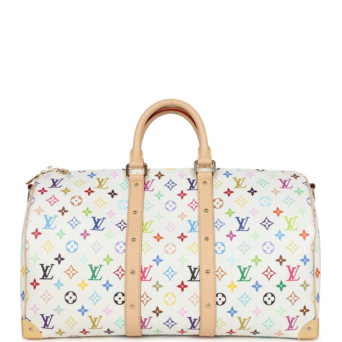 Louis Vuitton X Murakami Keepall Bandouliere 45 White Monogram Multicolored Gold Hardware