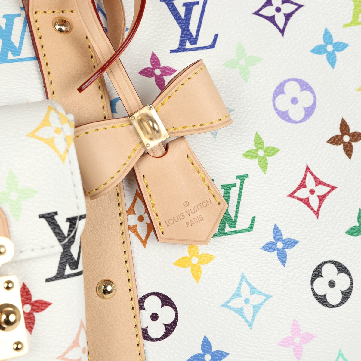 Louis Vuitton X Murakami Keepall Bandouliere 45 White Monogram Multicolored Gold Hardware