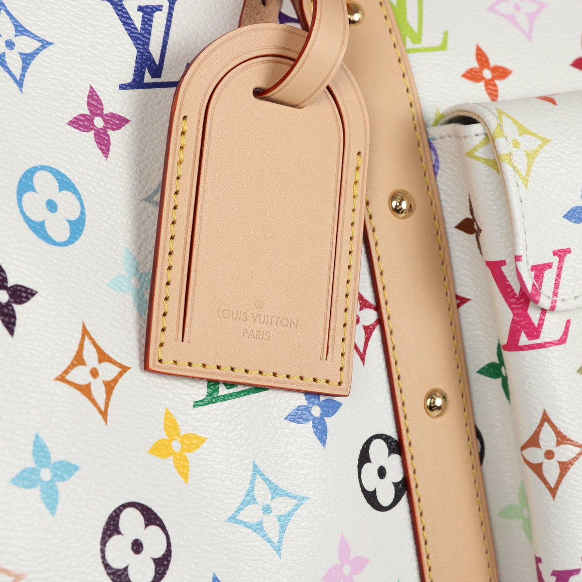 Louis Vuitton X Murakami Keepall Bandouliere 45 White Monogram Multicolored Gold Hardware