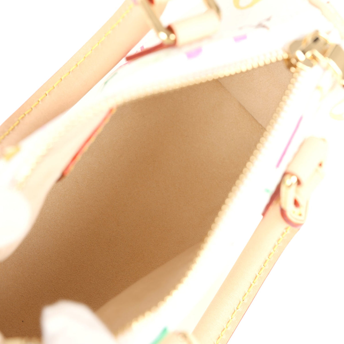 Louis Vuitton X Murakami Nano Speedy Bag White Multicolor Monogram Gold Hardware