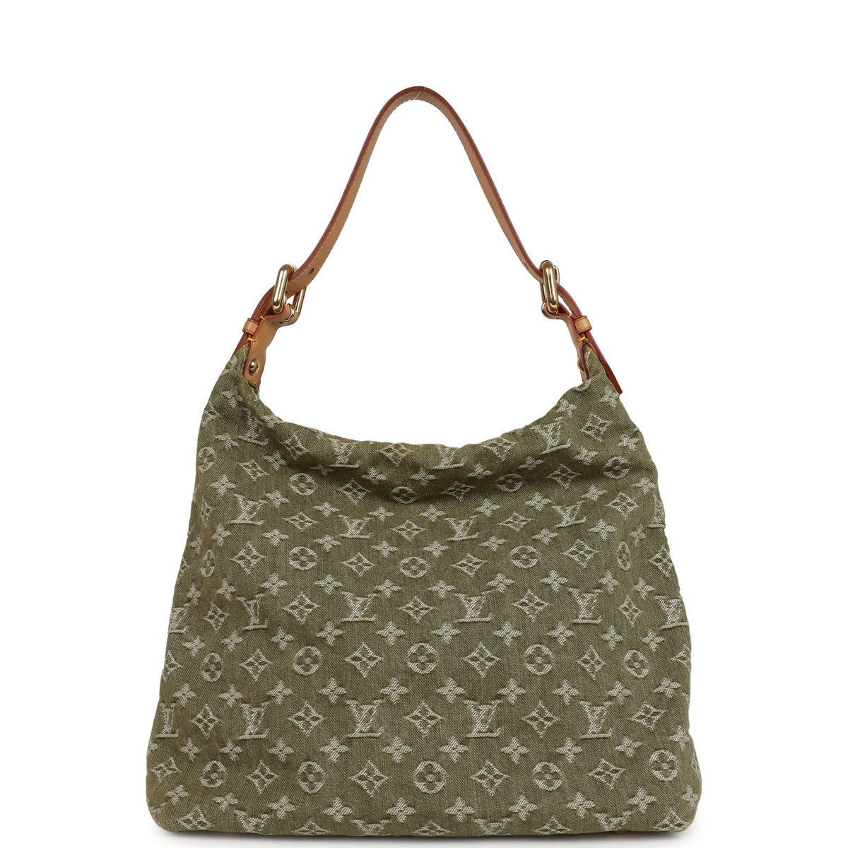 Vintage Louis Vuitton Baggy GM Green Denim Monogram Gold Hardware