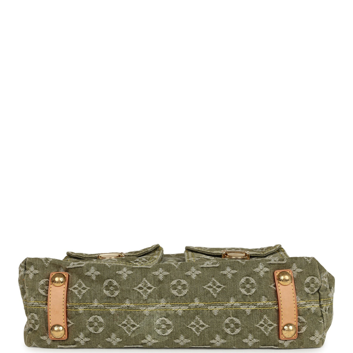 Vintage Louis Vuitton Baggy GM Green Denim Monogram Gold Hardware