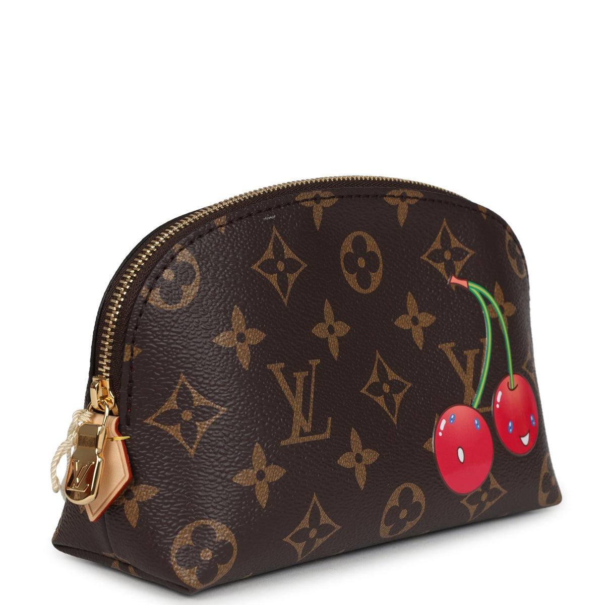 Louis Vuitton X Takashi Murakami Cherry Cosmetic Pouch Brown Monogram Gold Hardware