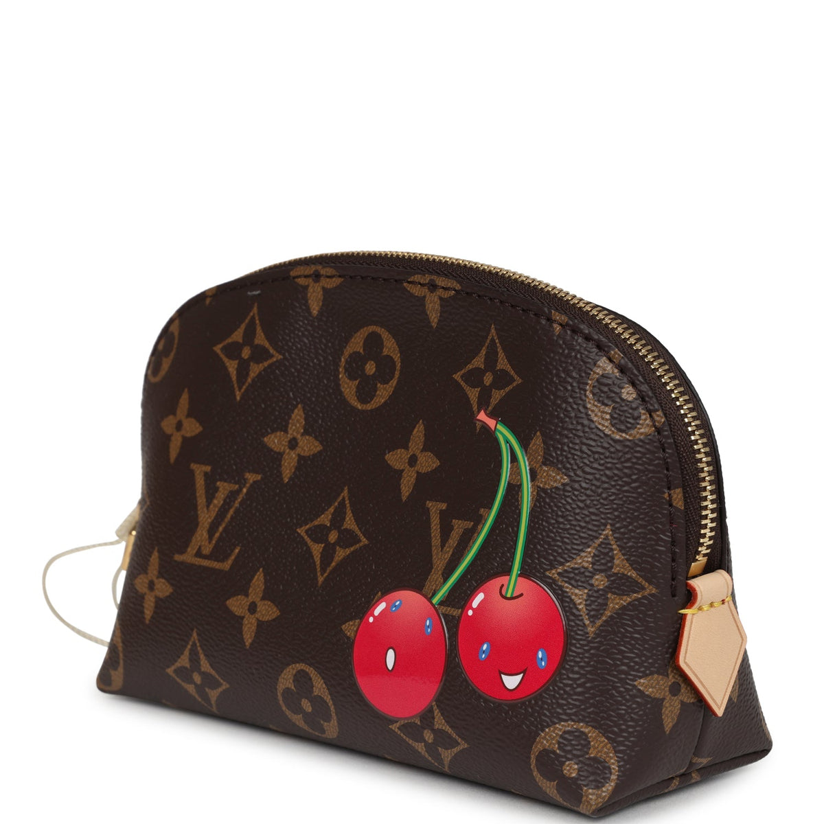 Louis Vuitton X Takashi Murakami Cherry Cosmetic Pouch Brown Monogram Gold Hardware