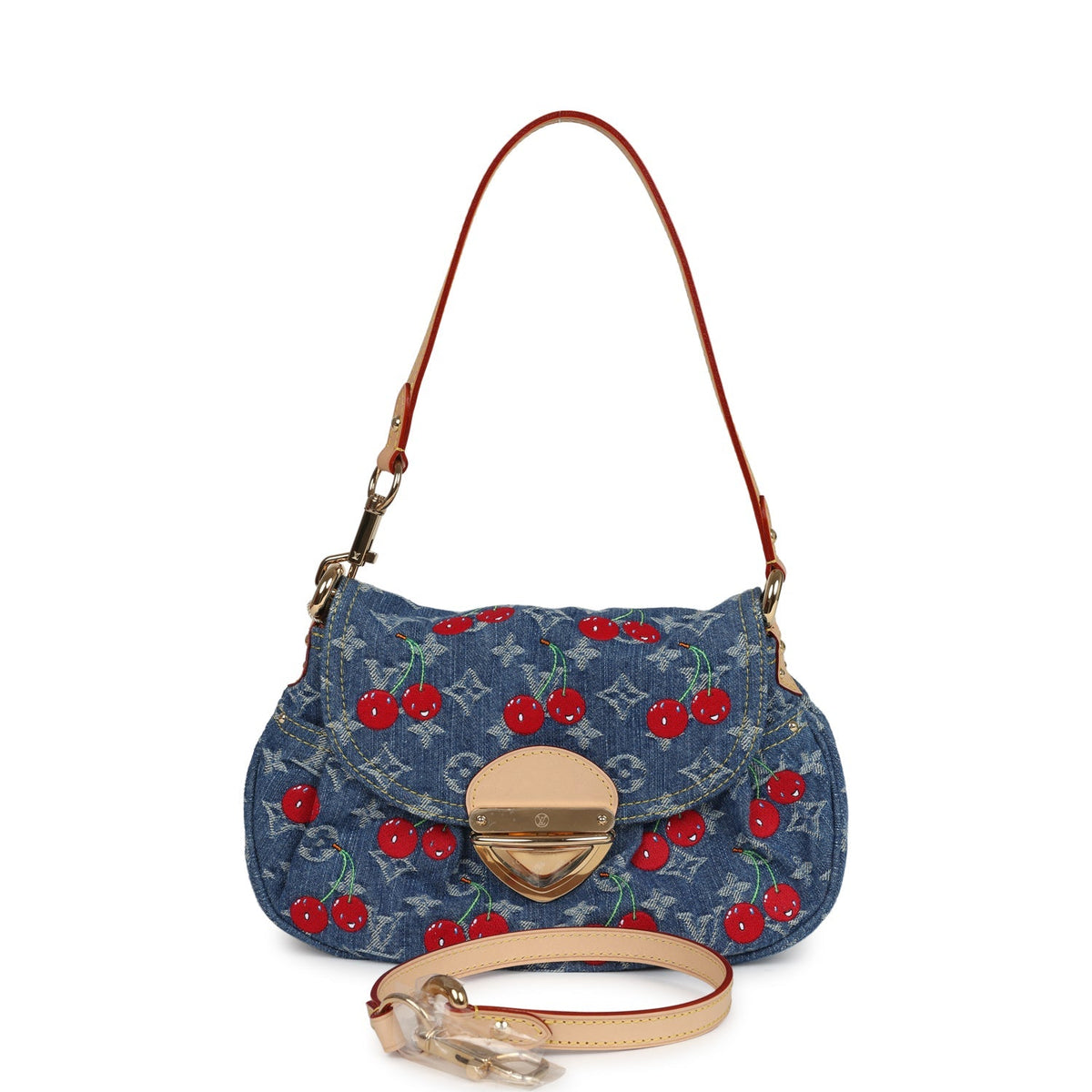 Louis Vuitton X Takashi Murakami Cherry Sunset Bag Denim Monogram Gold Hardware