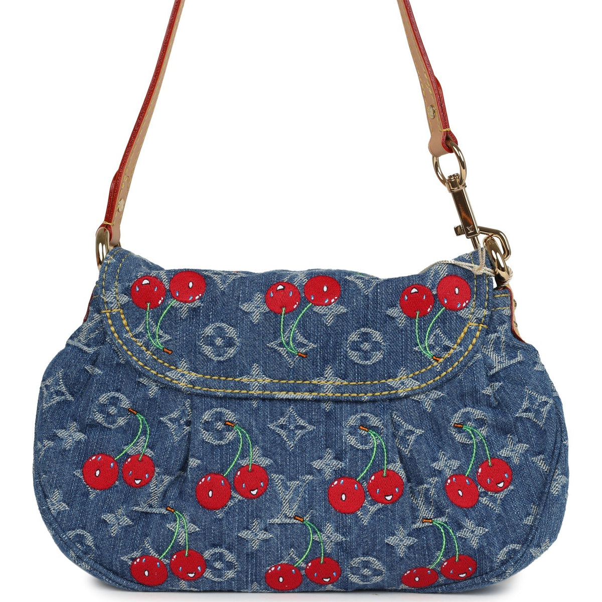 Louis Vuitton X Takashi Murakami Cherry Sunset Bag Denim Monogram Gold Hardware