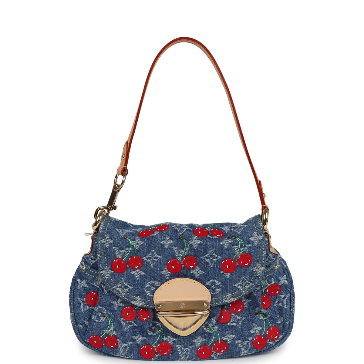 Louis Vuitton X Takashi Murakami Cherry Sunset Bag Denim Monogram Gold Hardware