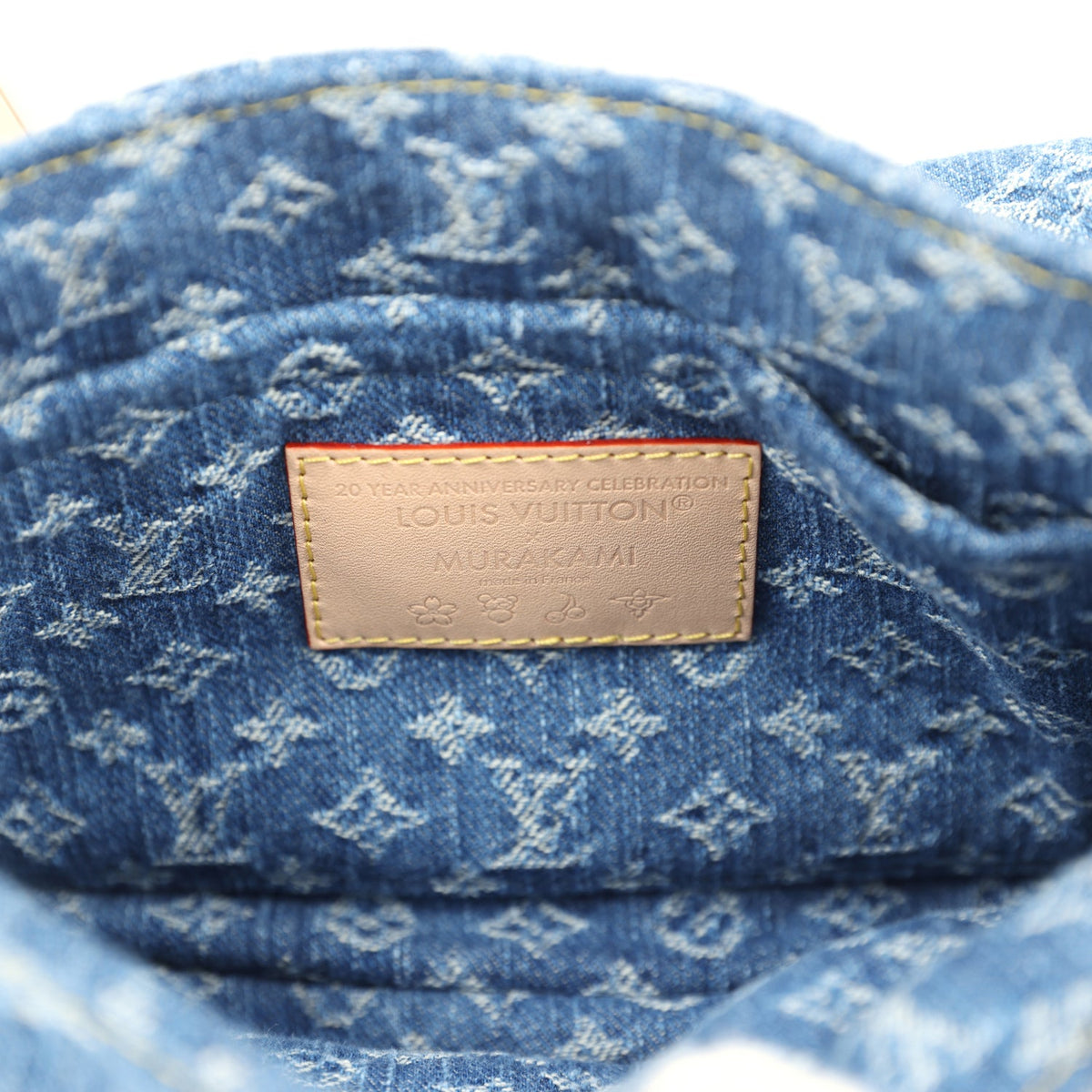 Louis Vuitton X Takashi Murakami Cherry Sunset Bag Denim Monogram Gold Hardware