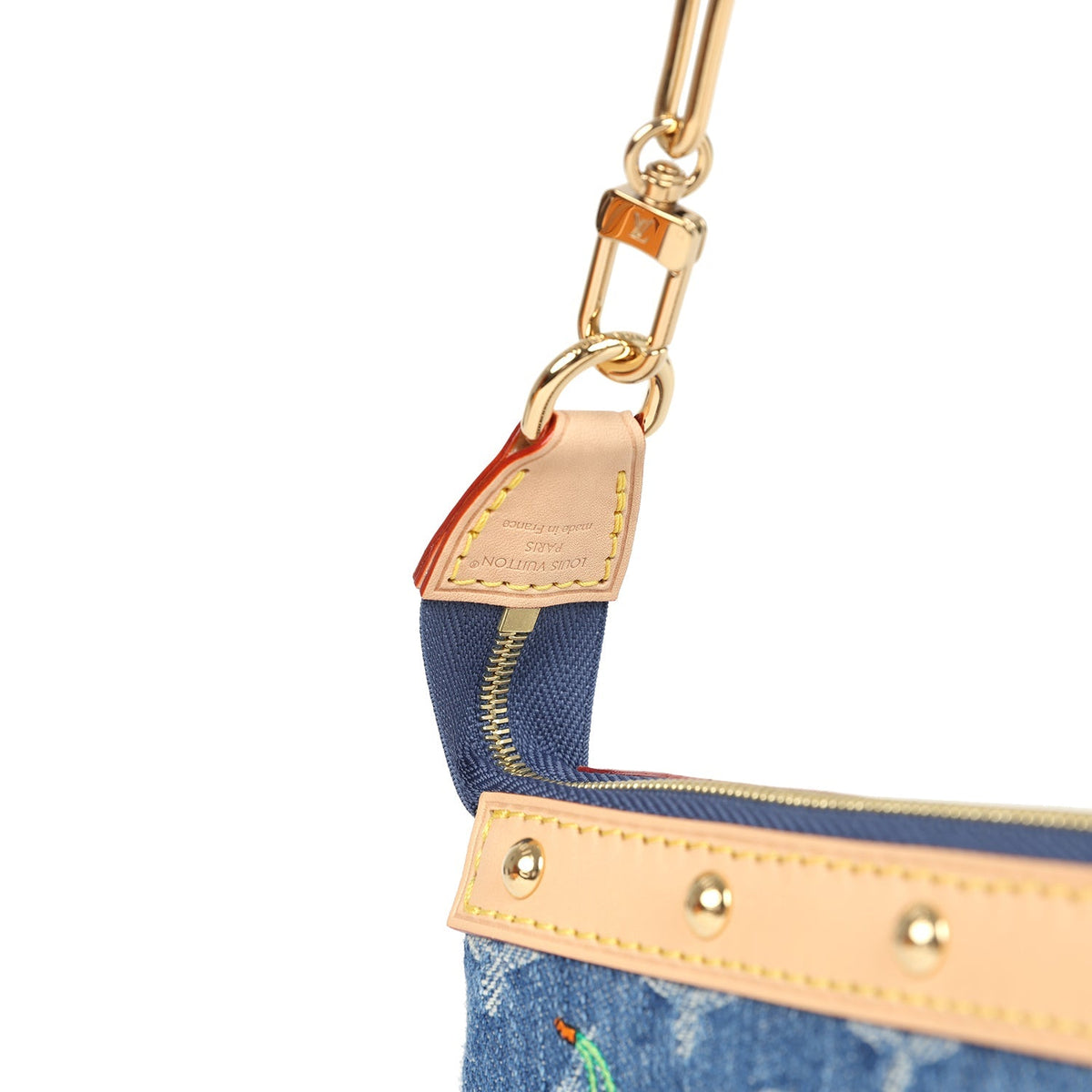 Louis Vuitton X Takashi Murakami Cherry Pochette Accessories Denim Monogram Gold Hardware