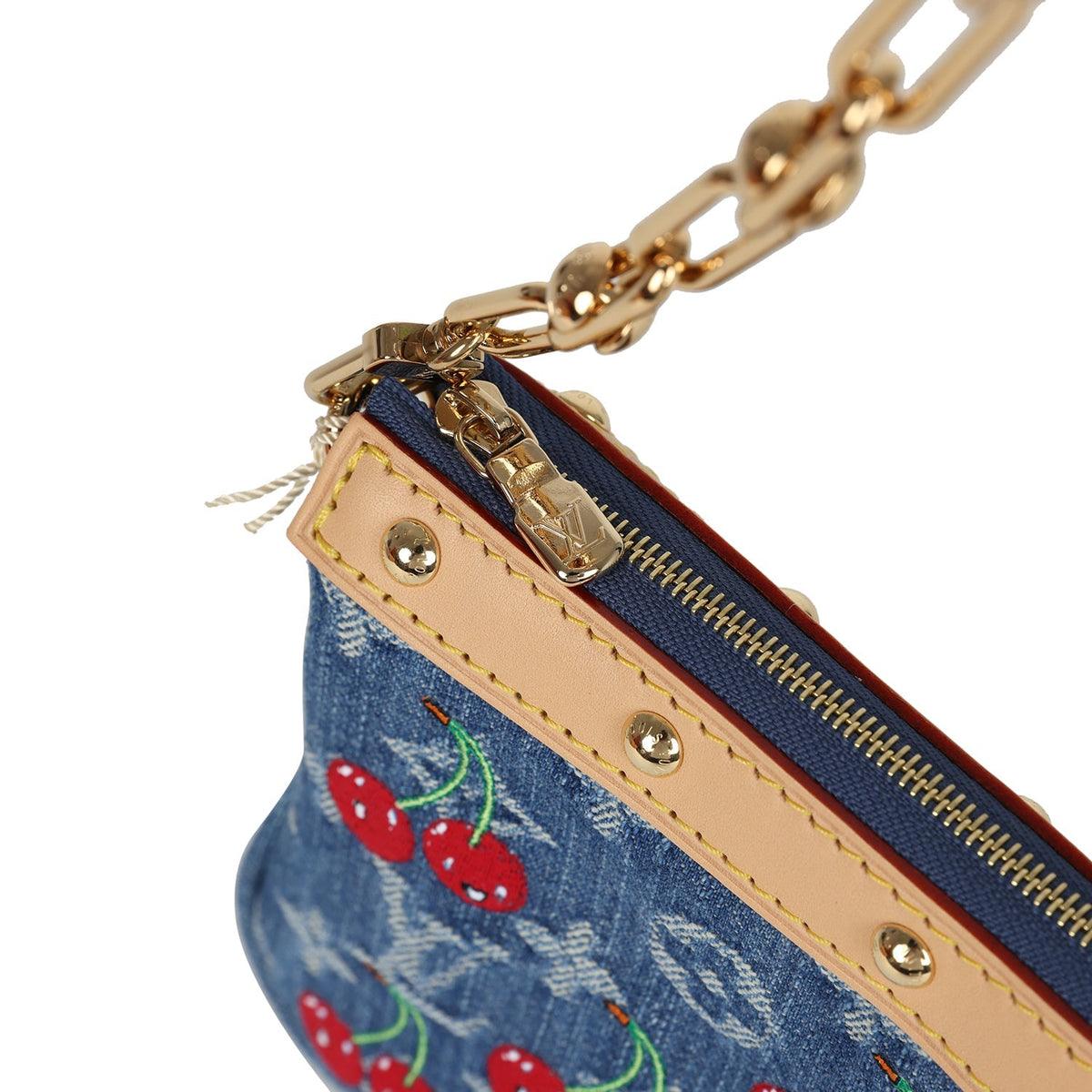 Louis Vuitton X Takashi Murakami Cherry Pochette Accessories Denim Monogram Gold Hardware