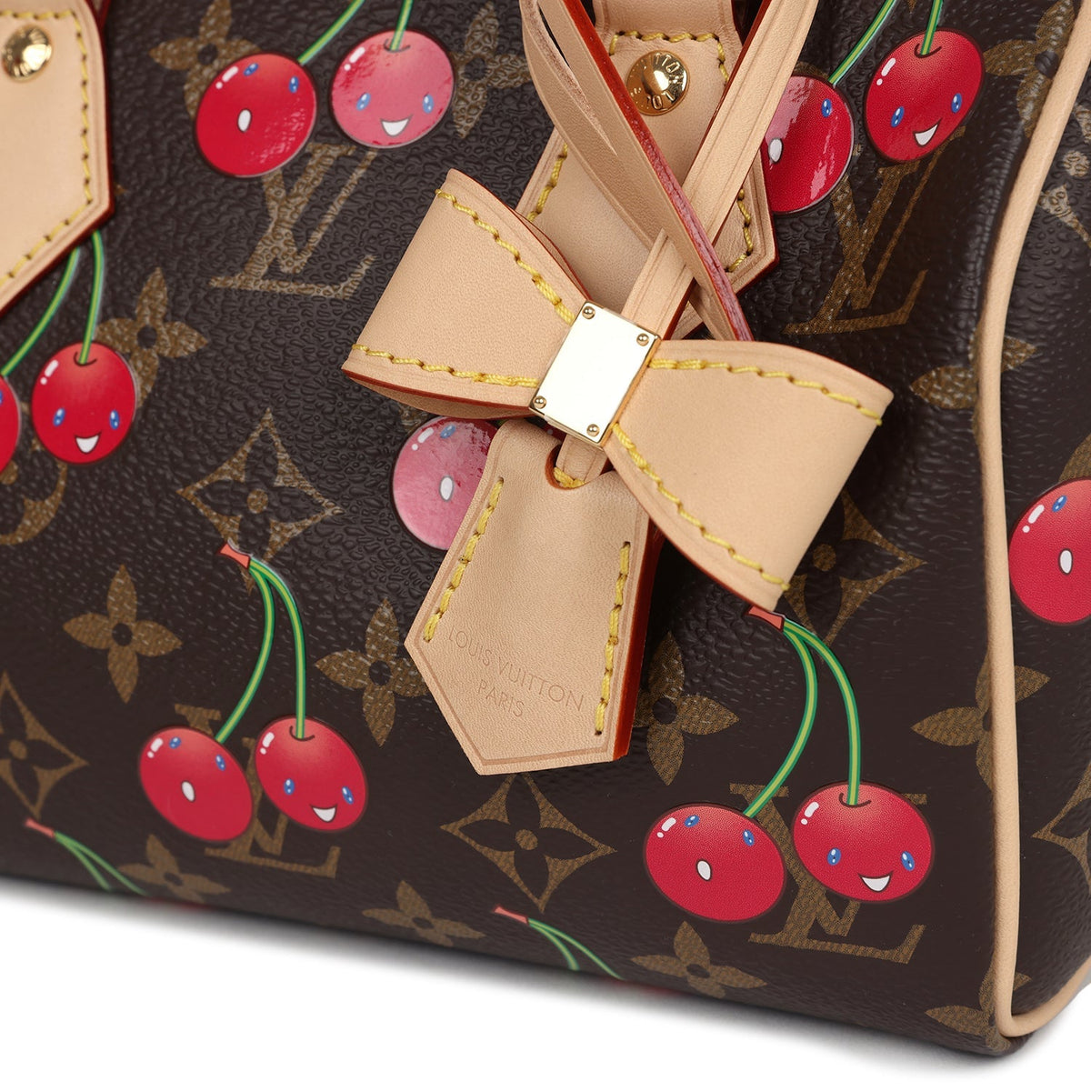 Louis Vuitton X Takashi Murakami Nano Speedy Bag Cherry Brown Monogram Gold Hardware