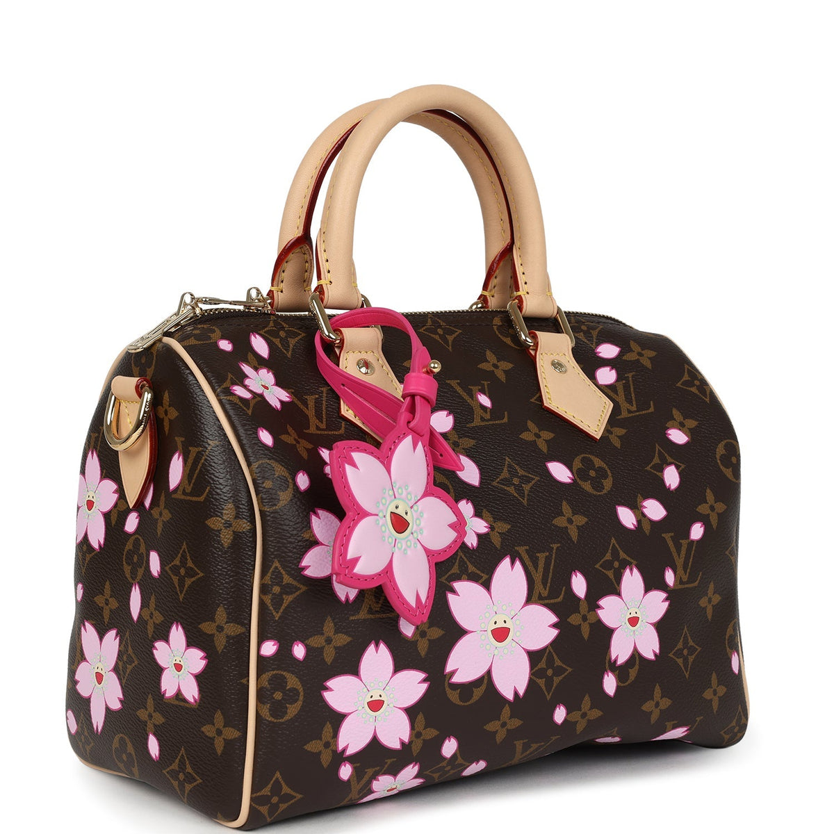 Louis Vuitton X Takashi Murakami Cherry Blossom Speedy 25 Bandouliere Brown Monogram Gold Hardware