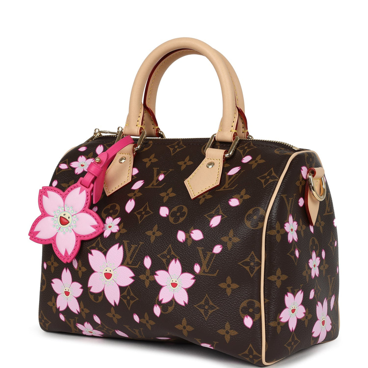 Louis Vuitton X Takashi Murakami Cherry Blossom Speedy 25 Bandouliere Brown Monogram Gold Hardware