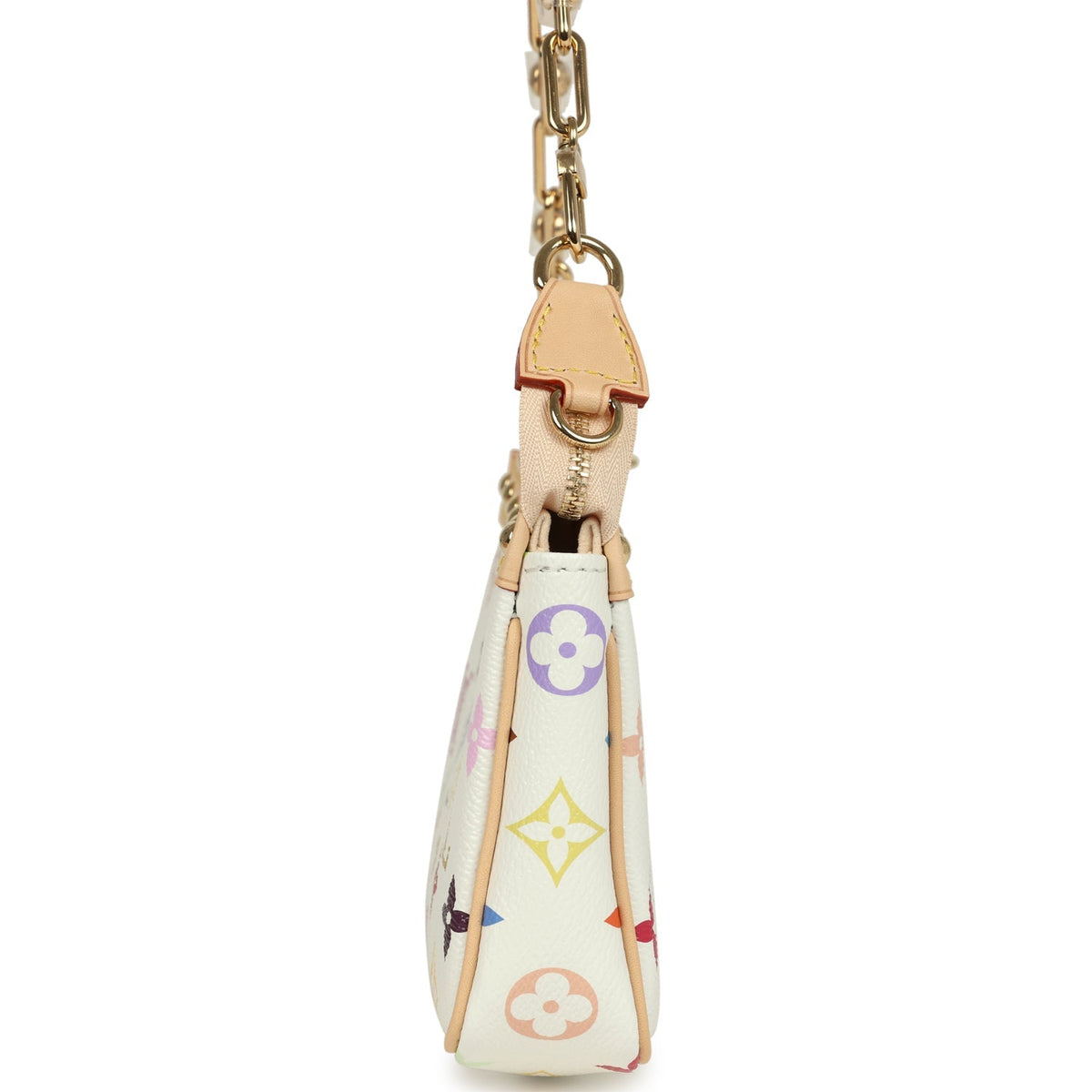 Louis Vuitton X Takashi Murakami Pochette Accessories White Multicolored Monogram Gold Hardware