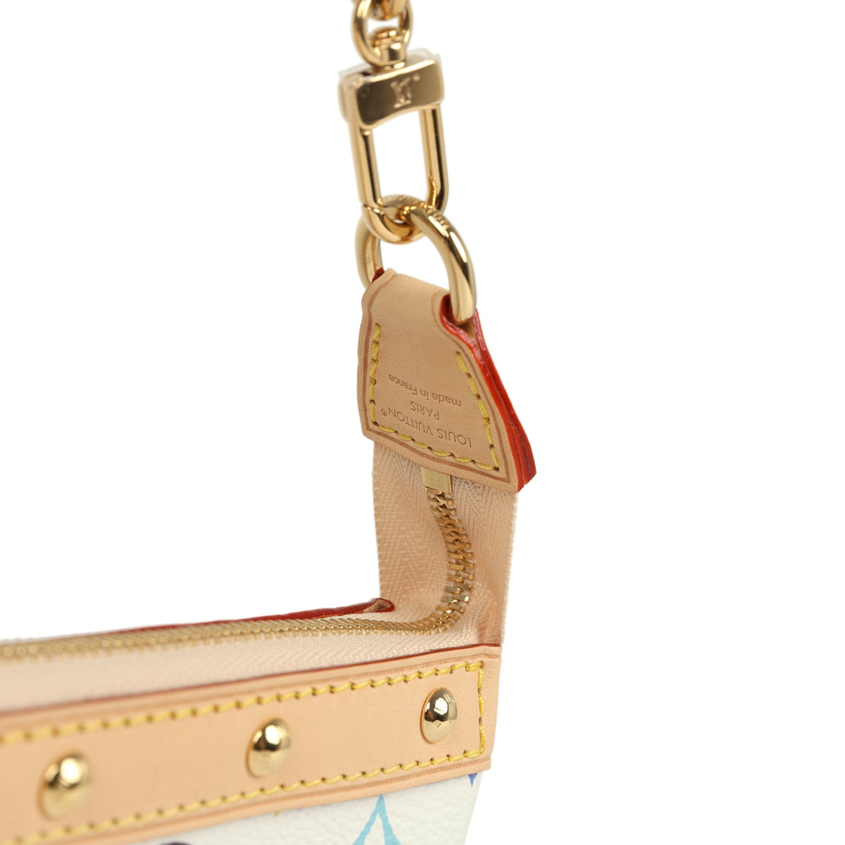 Louis Vuitton X Takashi Murakami Pochette Accessories White Multicolored Monogram Gold Hardware