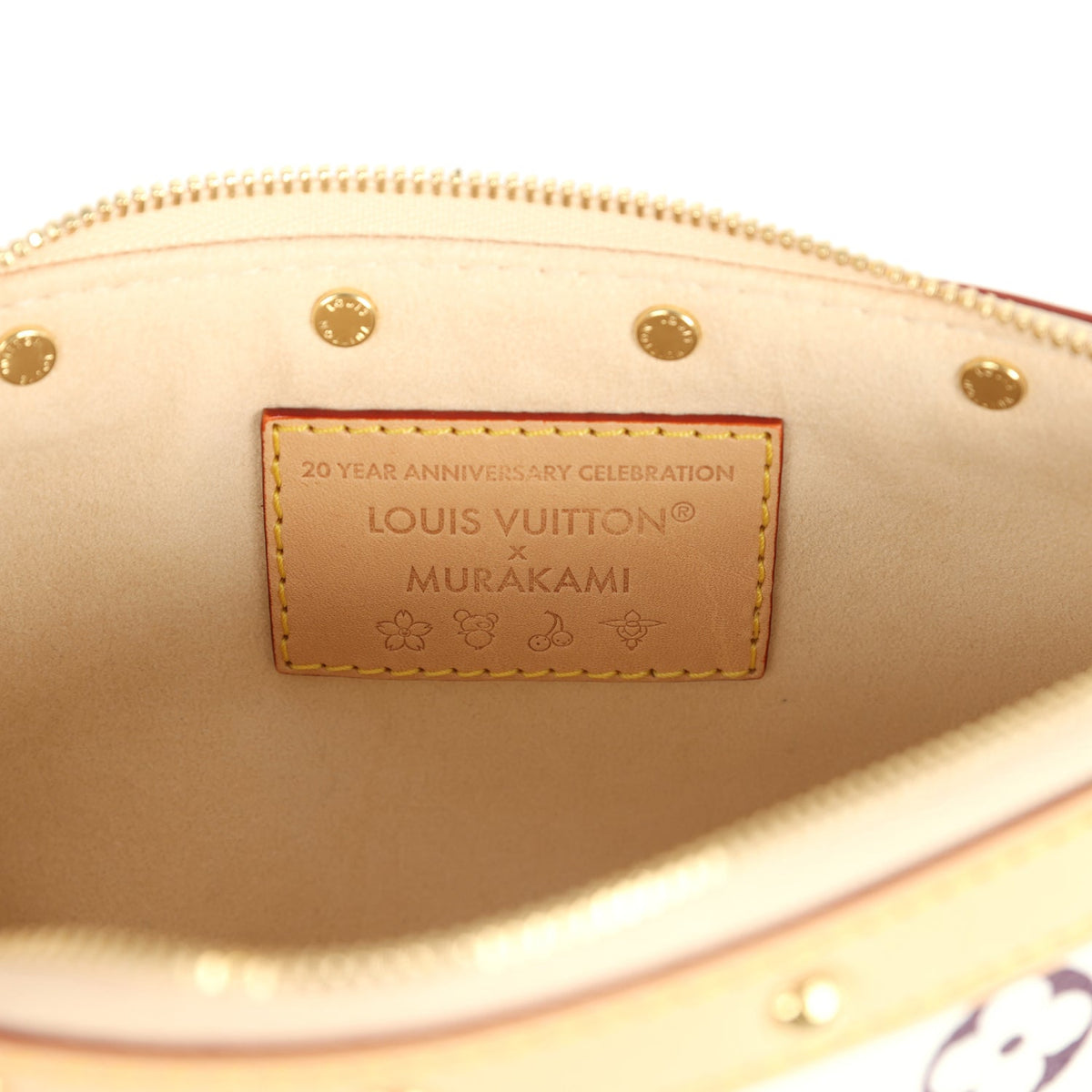 Louis Vuitton X Takashi Murakami Pochette Accessories White Multicolored Monogram Gold Hardware