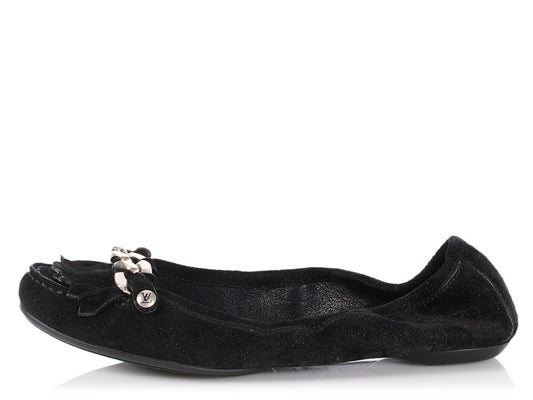 Louis Vuitton Black Suede Shimmer Whisper Ballerina Flats