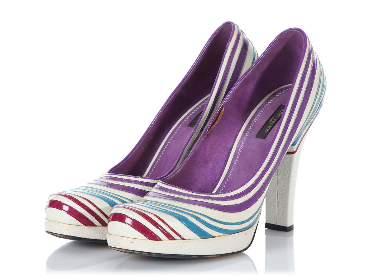 Louis Vuitton Multicolor Striped Platform Pumps