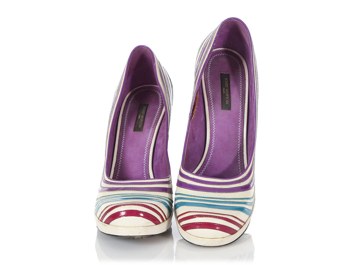 Louis Vuitton Multicolor Striped Platform Pumps