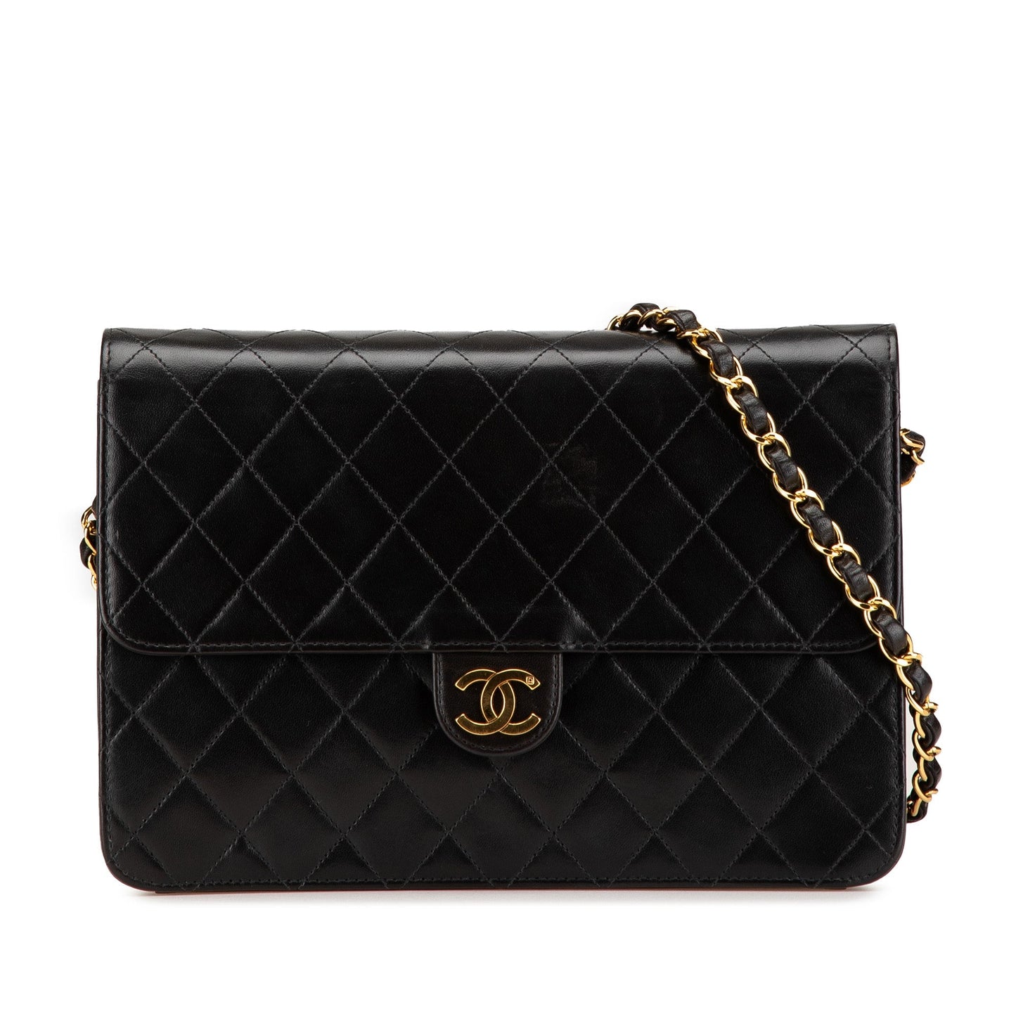 Black Chanel CC Quilted Lambskin Single Flap Crossbody Bag