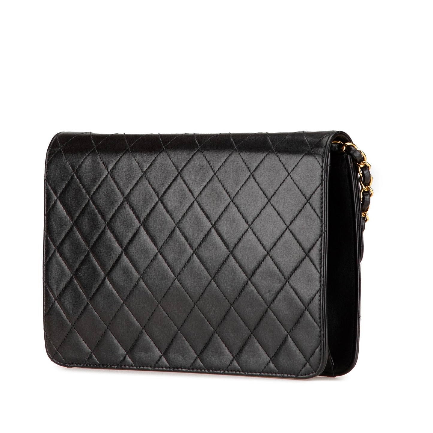 Black Chanel CC Quilted Lambskin Single Flap Crossbody Bag