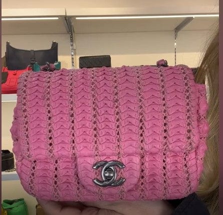 Chanel Dark Pink Pleated Mini Square RHW 90269173