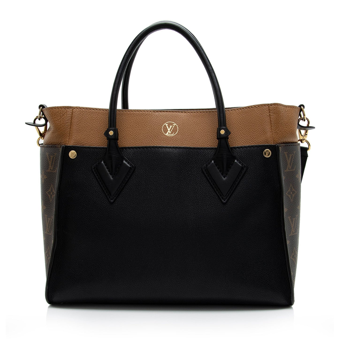 Louis Vuitton Calfskin Monogram Canvas On My Side MM Tote (SHF-RiHqE0)
