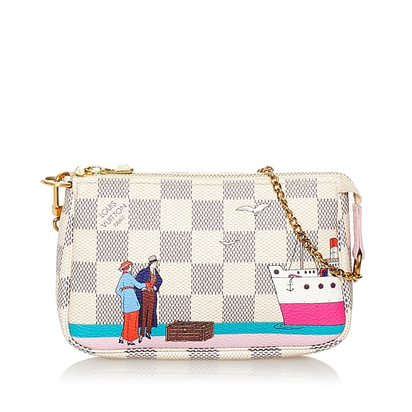 Louis Vuitton Damier Azur Pochette Accessories Illustre Transatlantic (SHG-32270)