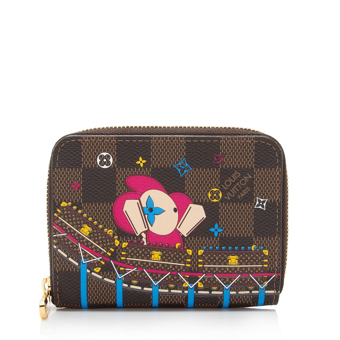 Louis Vuitton Limited Edition Damier Ebene Animation Vivienne Roller Coaster Zip (SHF-C3yTqI)