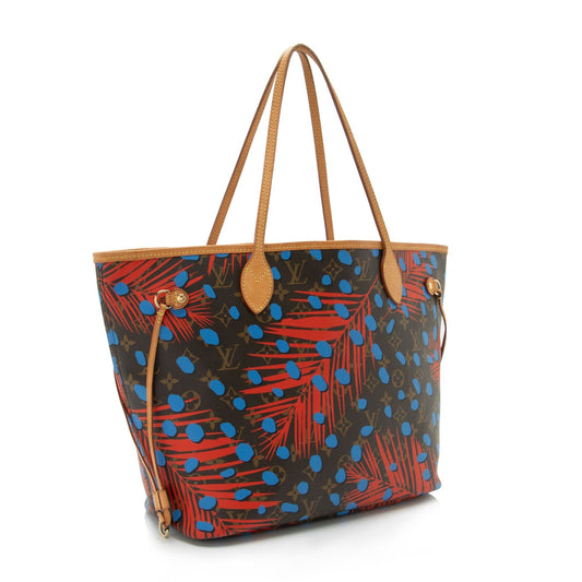 Louis Vuitton Limited Edition Monogram Canvas Jungle Dots Neverfull MM Tote (SHF-swTGB5)
