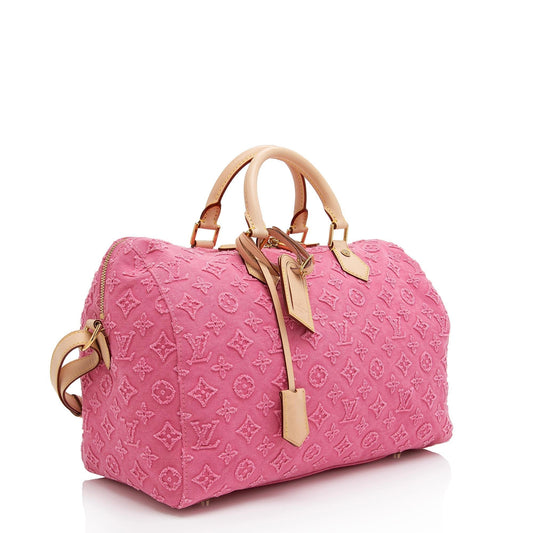 Louis Vuitton Limited Edition Monogram Stone Canvas Speedy Bandouliere 35 Satchel (SHF-khsr3j)