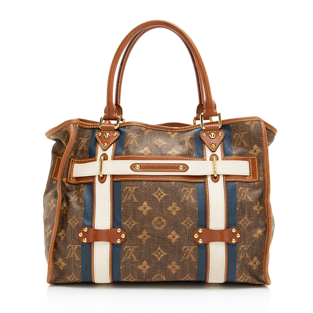 Louis Vuitton Limited Edition Monogram Tisse Rayures GM Tote (SHF-20136)