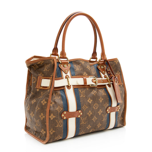 Louis Vuitton Limited Edition Monogram Tisse Rayures GM Tote (SHF-20136)