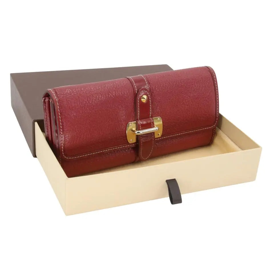 Louis Vuitton Pebbled Leather Strap Buckle Long Continental Wallet LV-W0930P-0414