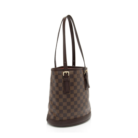 Louis Vuitton Vintage Damier Ebene Marais Bucket Tote (SHF-RnHIWY)