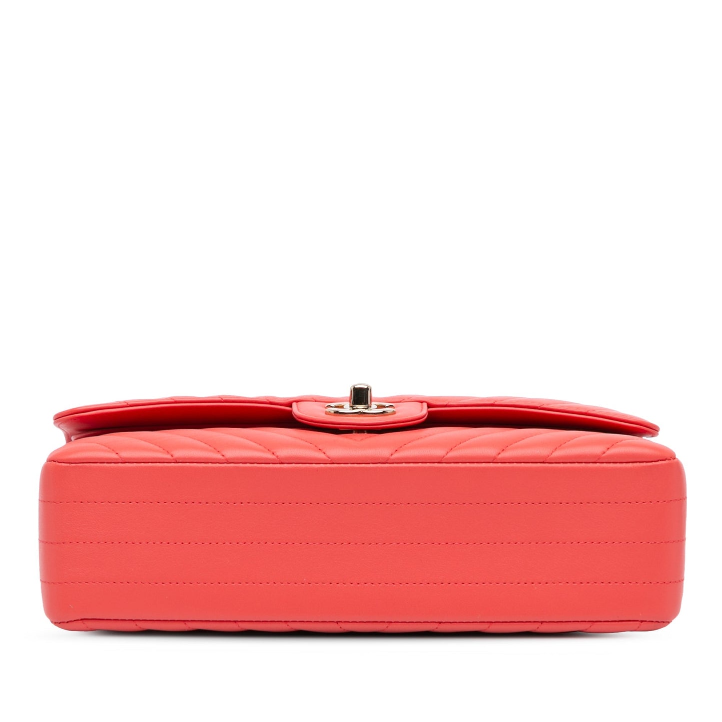 Red Chanel Medium Classic Chevron Lambskin Double Flap Shoulder Bag