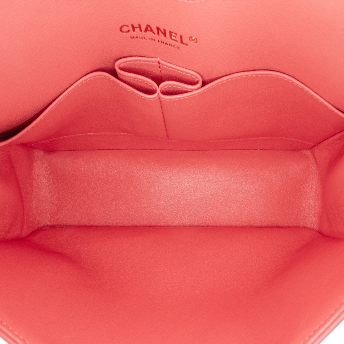 Red Chanel Medium Classic Chevron Lambskin Double Flap Shoulder Bag