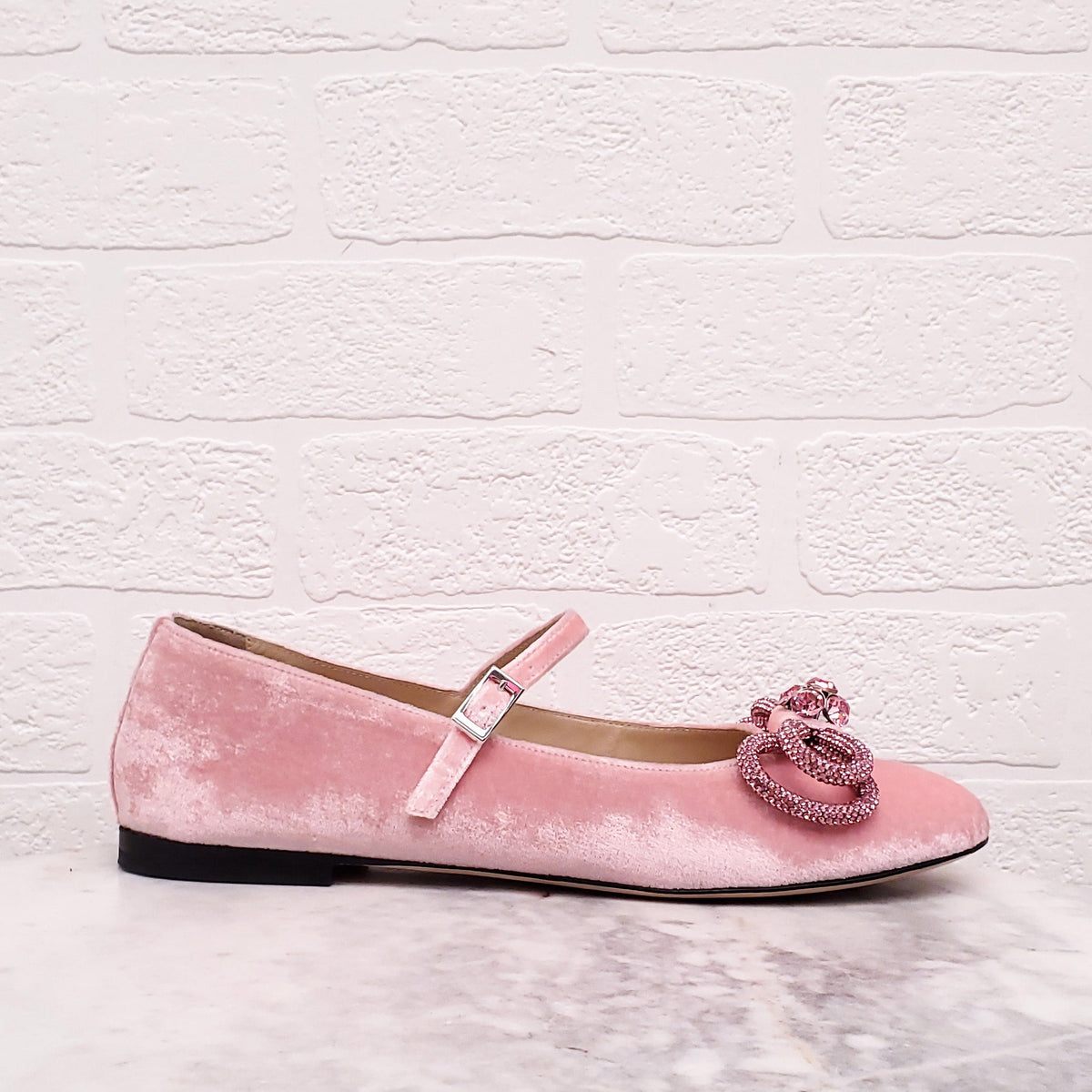 MACH & MACH PINK VELVET BALLET FLATS - SIZE 40