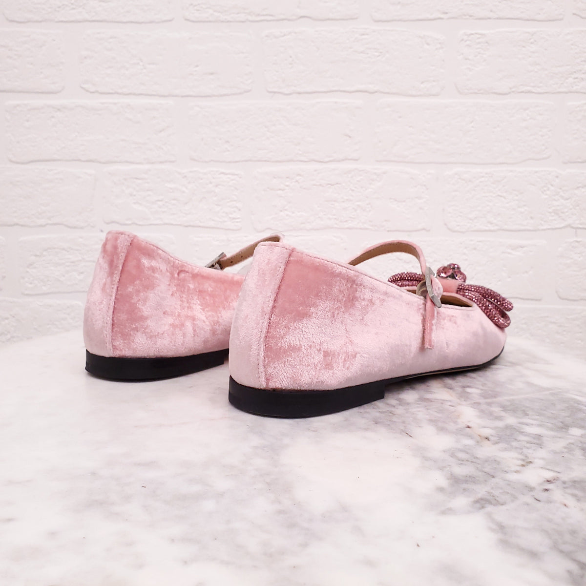 MACH & MACH PINK VELVET BALLET FLATS - SIZE 40