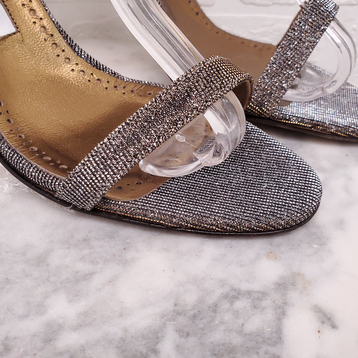 MANOLO BLAHNIK METALLIC WRAP AROUND HEELS - SIZE 38