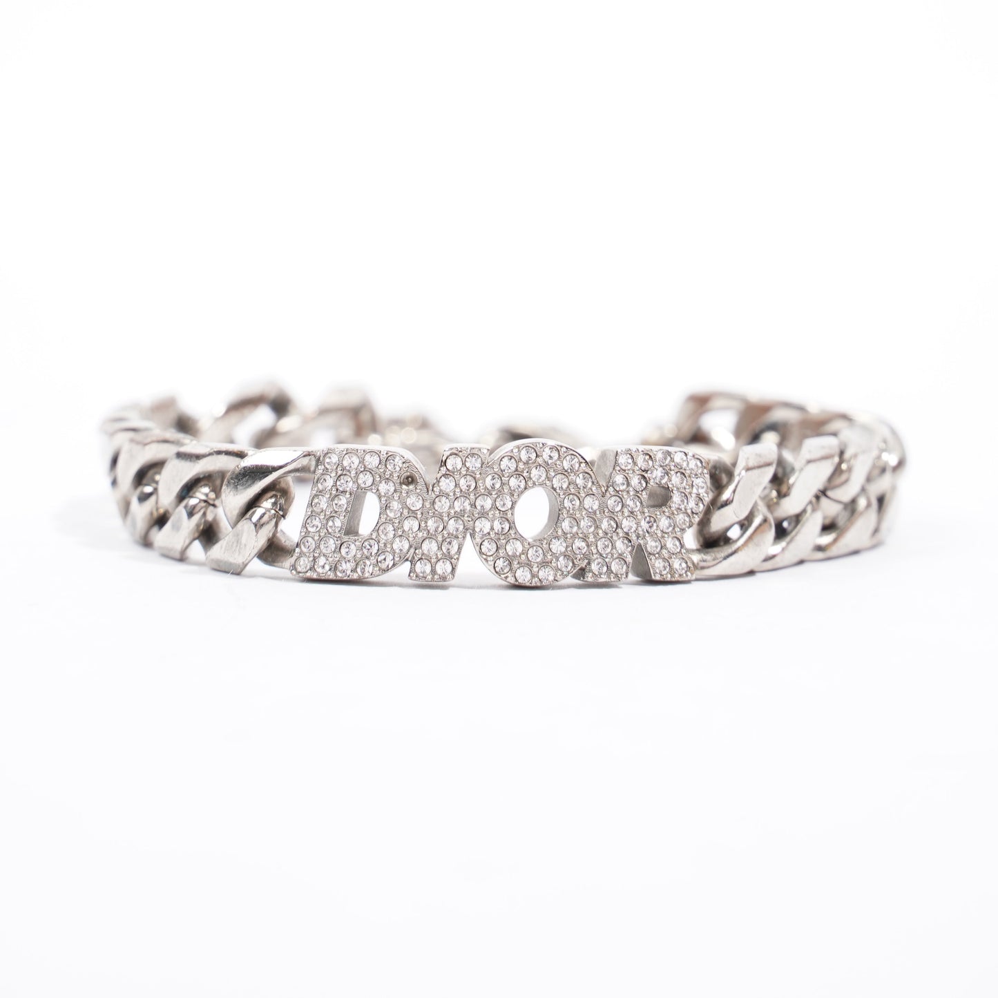 Christian Dior Chain Link Logo Bracelet Silver Base Metal