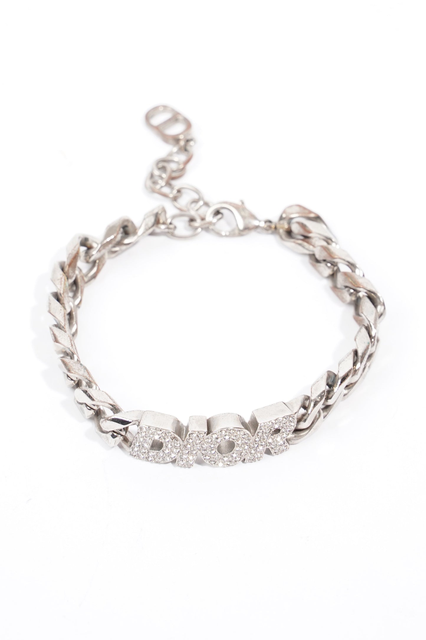 Christian Dior Chain Link Logo Bracelet Silver Base Metal