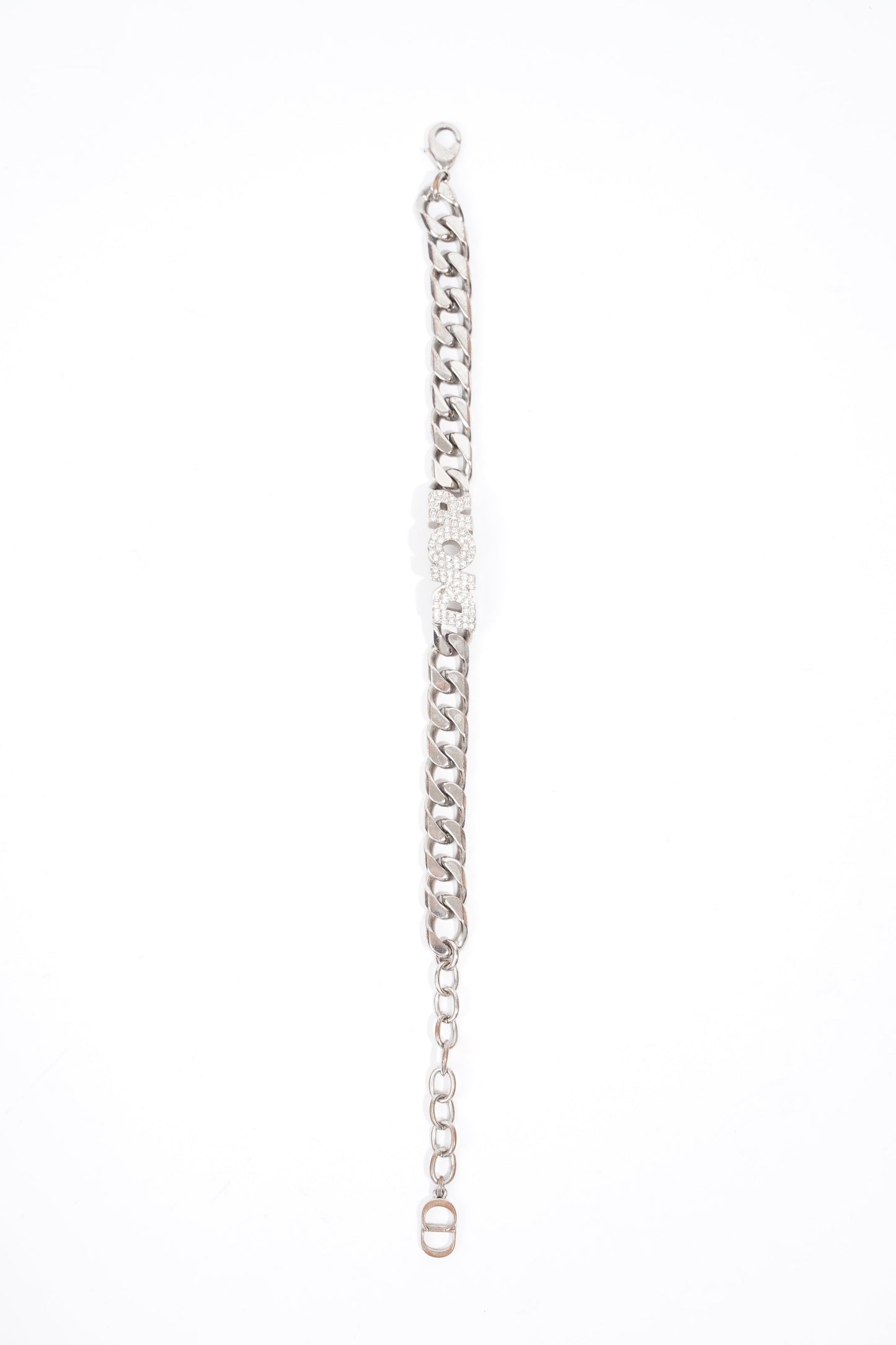 Christian Dior Chain Link Logo Bracelet Silver Base Metal