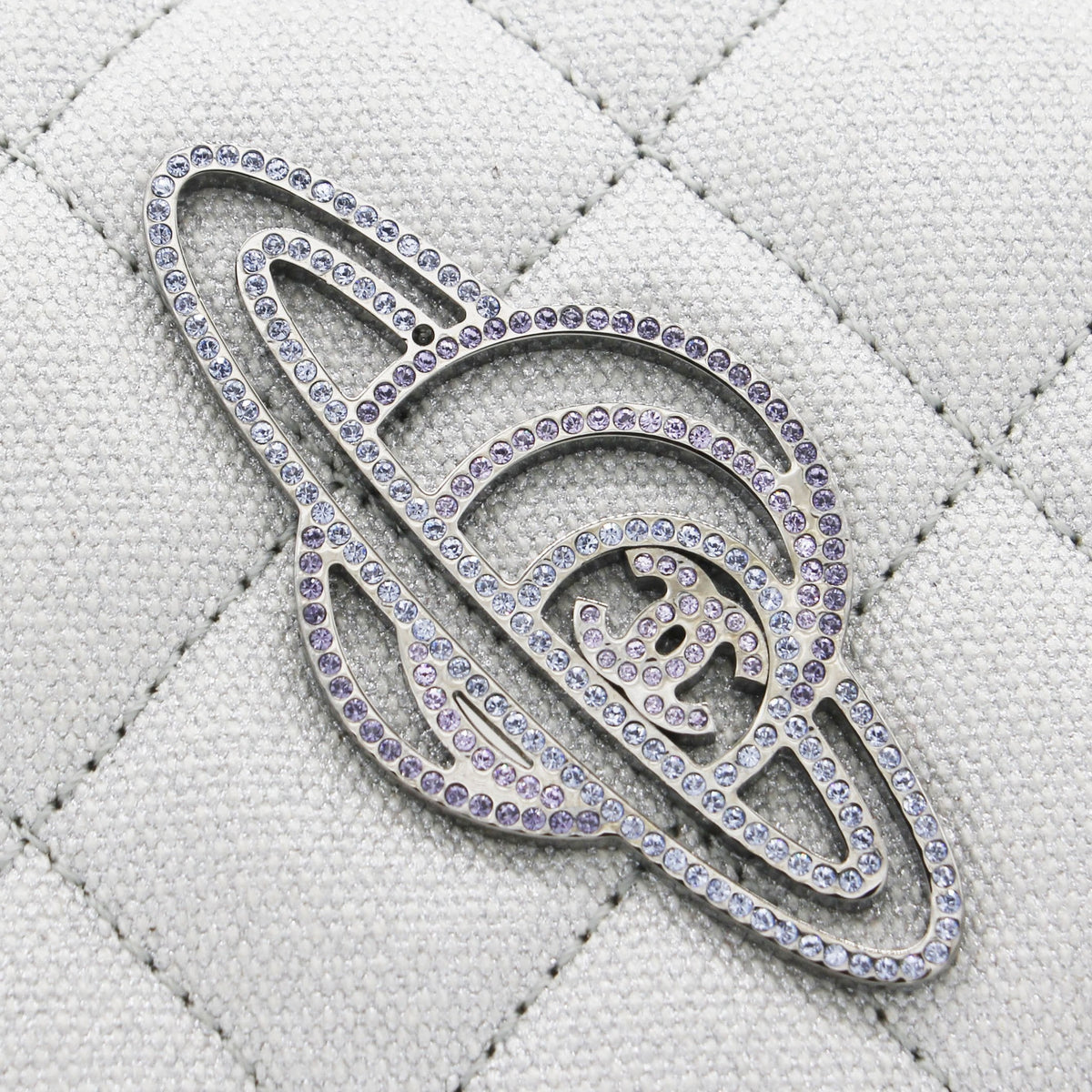 Chanel Silver 2.55 Canvas Reissue Space Charms 227 Flap Bag