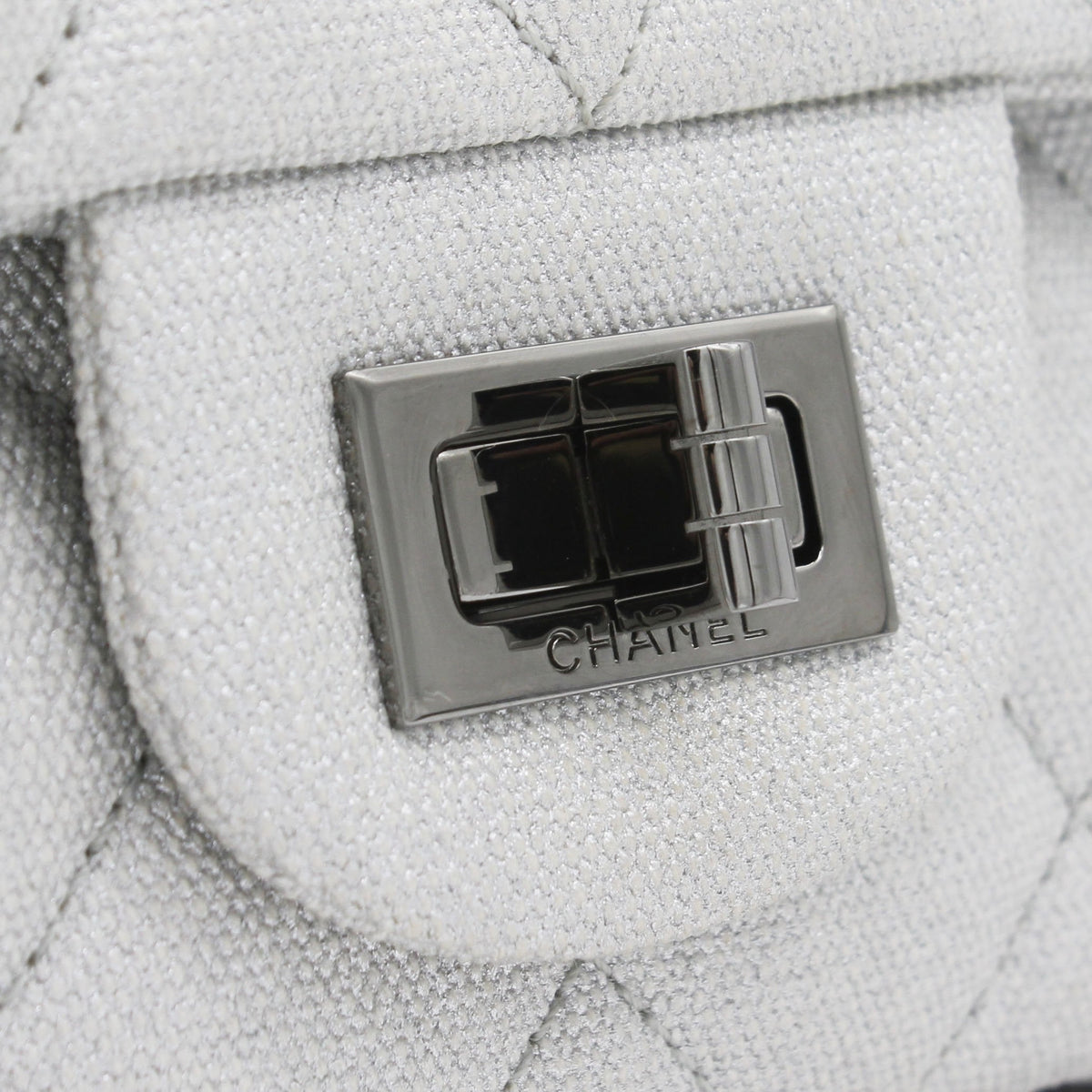 Chanel Silver 2.55 Canvas Reissue Space Charms 227 Flap Bag