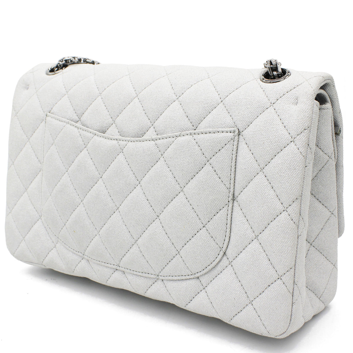 Chanel Silver 2.55 Canvas Reissue Space Charms 227 Flap Bag