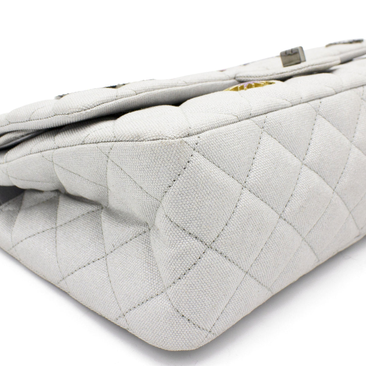 Chanel Silver 2.55 Canvas Reissue Space Charms 227 Flap Bag