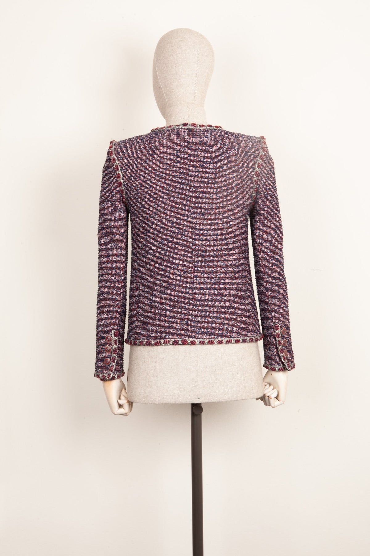 CHANEL Jacket Fantasy Tweed Red&Blue 16P