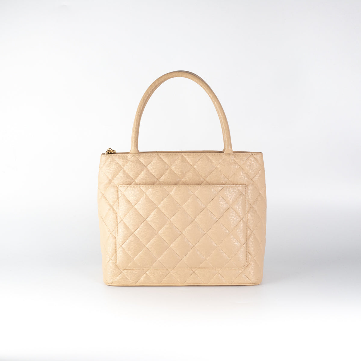 Chanel Quilted Caviar Madelion Tote Beige